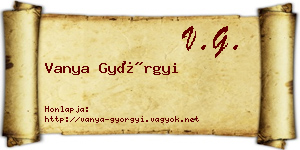 Vanya Györgyi névjegykártya